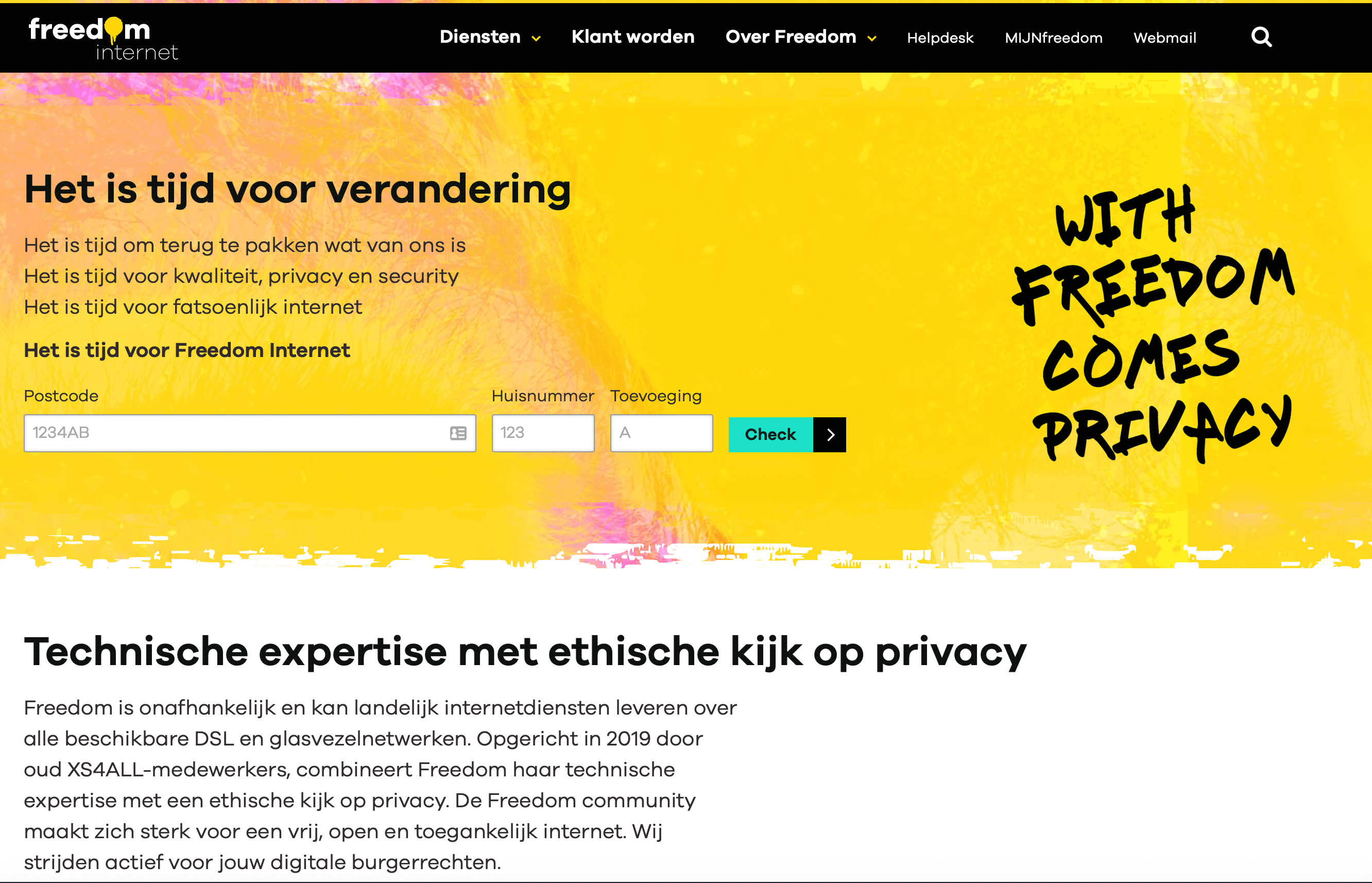 Nieuwe website Freedom Internet 04 juli 2019